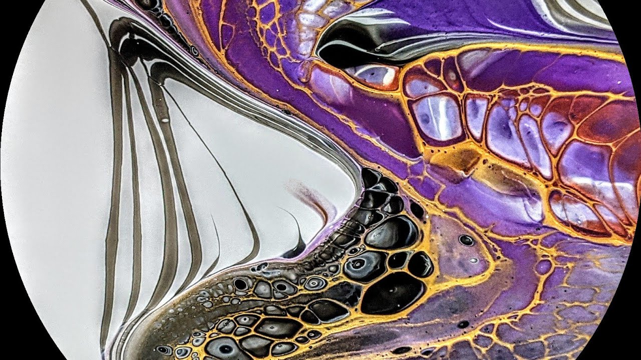'Imperial' Beautiful Purple and Gold Bloom Swipe ~ Fluid Art ~ Abstract ...