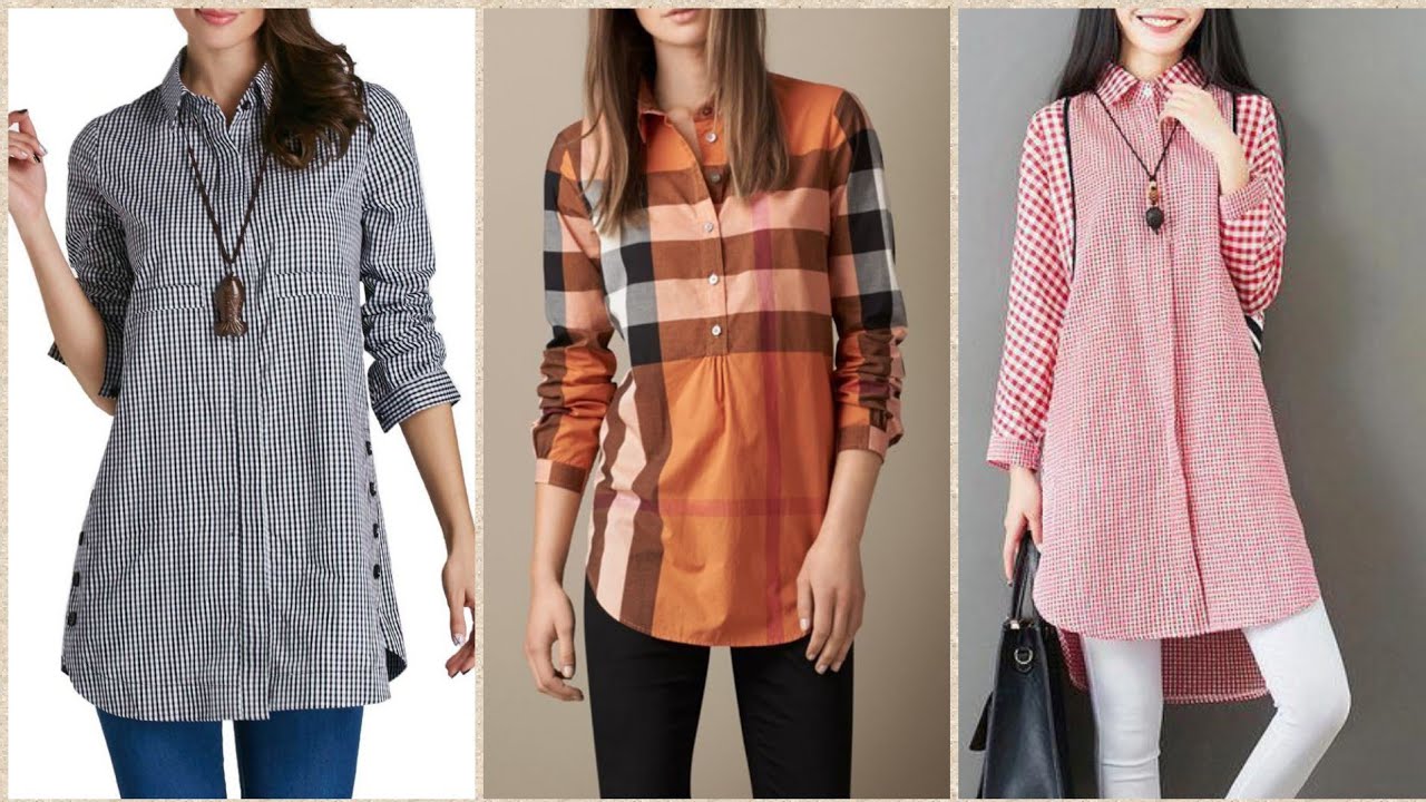Most Likely and Fantastic Collar Check Middy plaid Tops Shirts, Collection