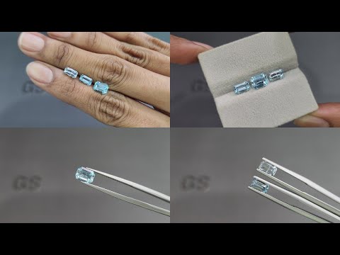 Сет аквамаринов в огранке октагон 2,54 карат, Мадагаскар Видео  № 1