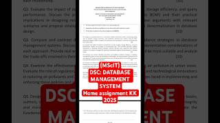 (MScIT)DSC: DATABASE MANAGEMENT SYSTEM | 2nd sem 2025 | Kk home assignment