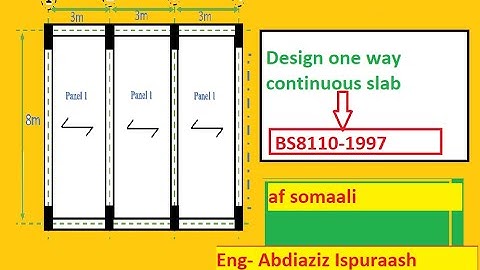 All one way slab continuous slab design example  || BS8110-1997||