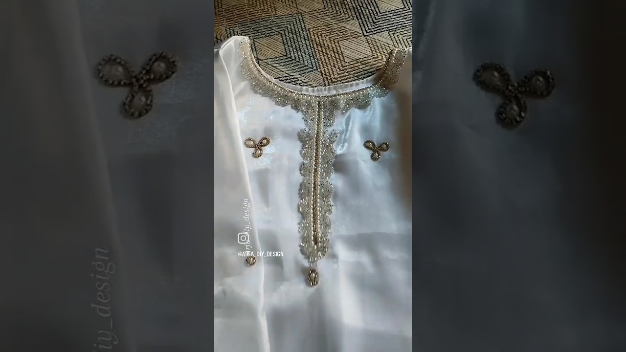 Hand embroidery neck design kurti✨cut beads neck design 
