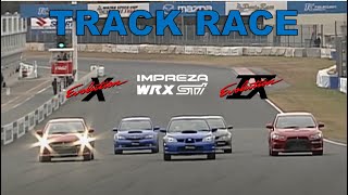 Track Race #46 | Mitsubishi EVO 9 vs EVO 10 vs Subaru Impreza STI