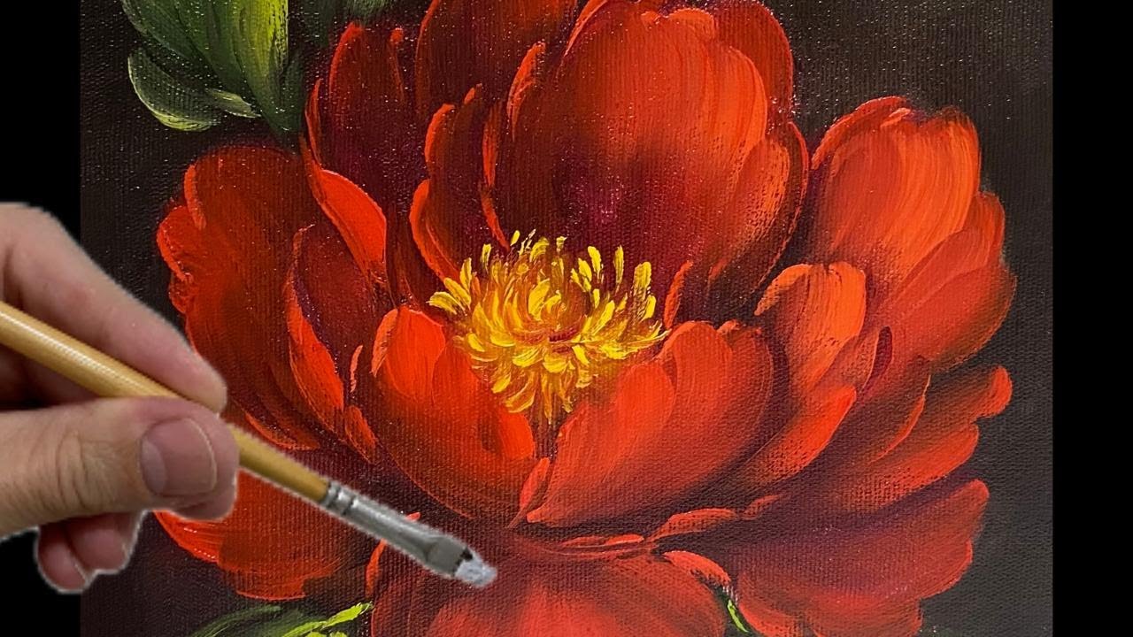 Классическая живопись для начинающих / Красный пион / Пошаговое рисование