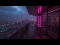 Rainy Park Bench Under An Umbrella With Lofi To Unwind 