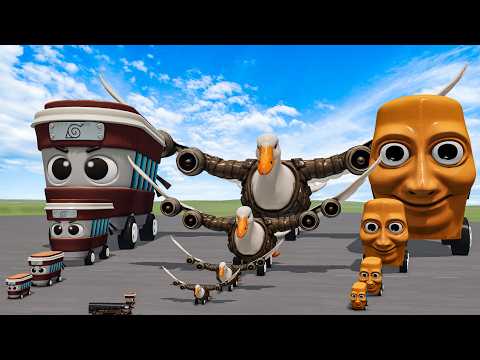 Big & Small Bombombini Gusini Bus vs Cappuccino Assassino Bus vs Tung Tung Sahur Bus  BeamNG.Drive