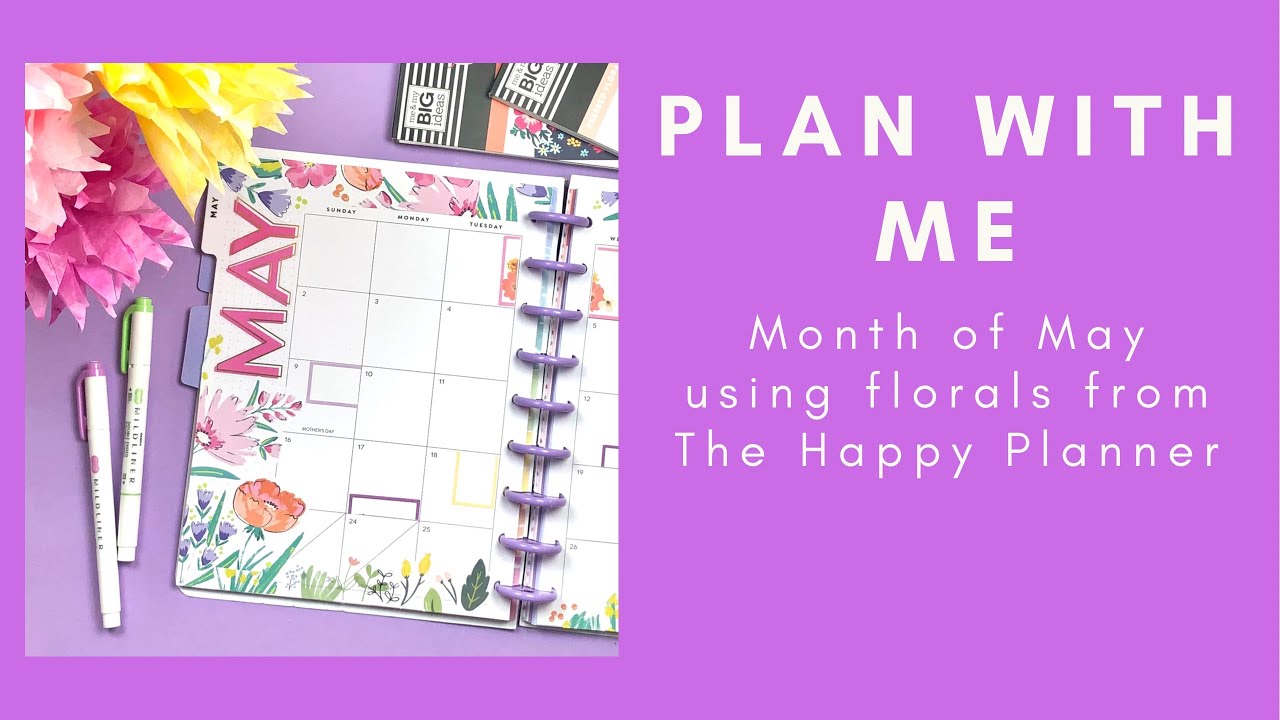 May monthly floral planner spread