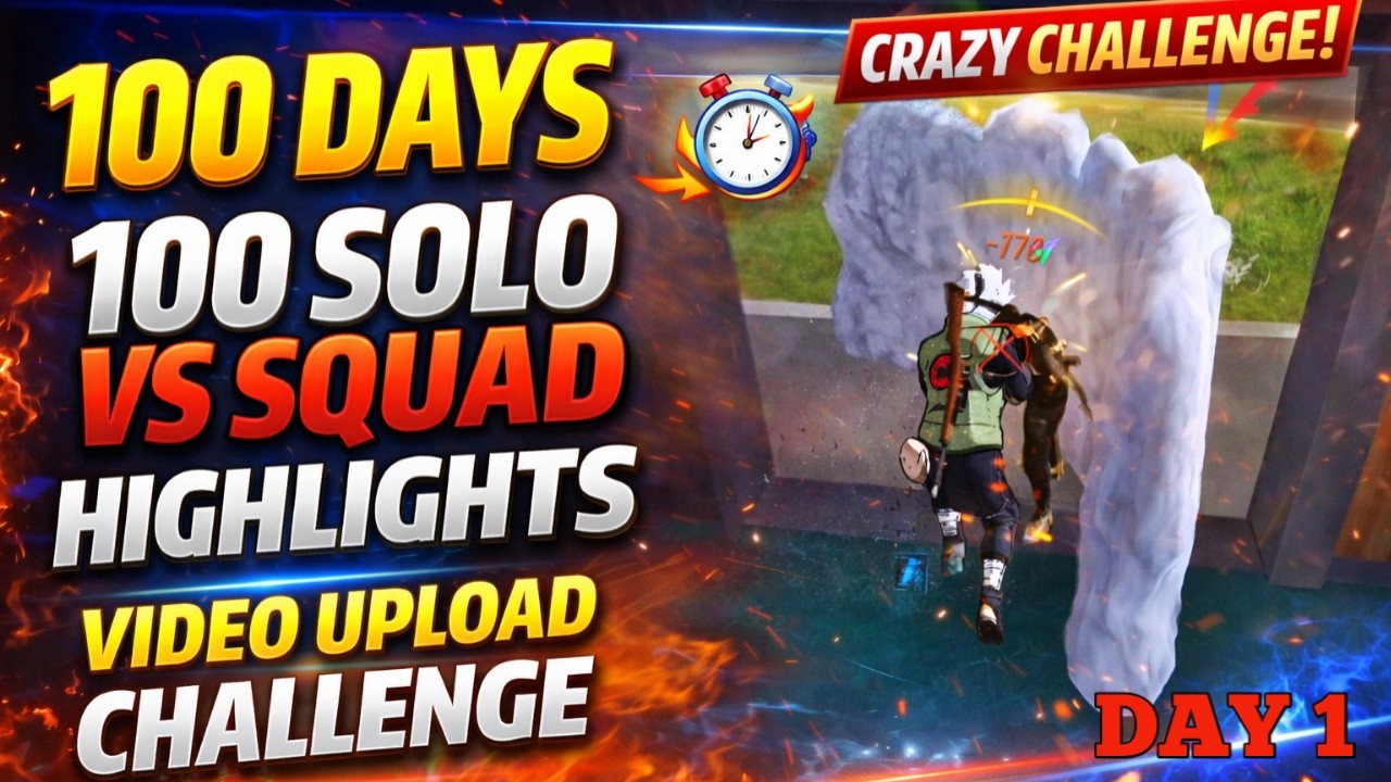 100 Day 100 SOLO VS SQUAD MATCH HIGHLIGHTS FREE FIRE MAX 🔥