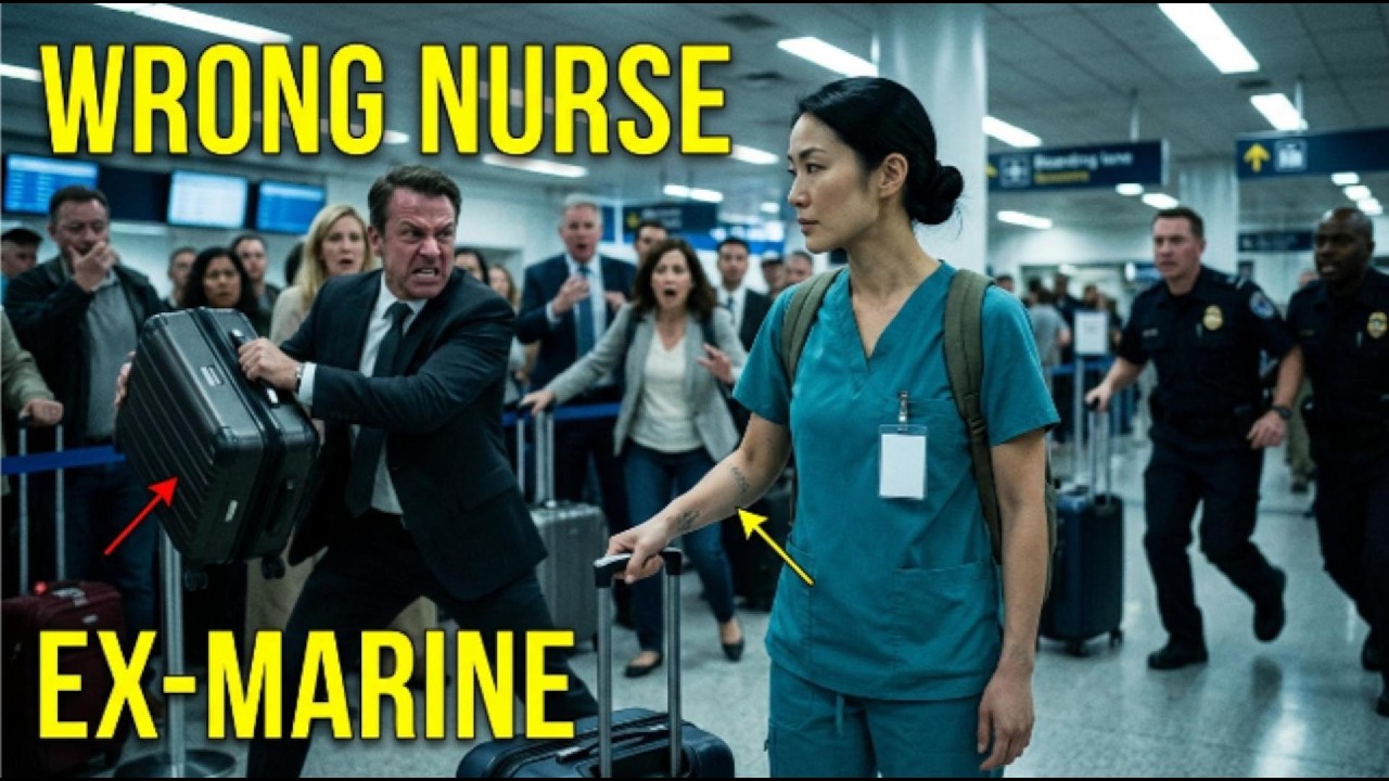 Airport Bully Shoved a Tired Nurse — He Didn’t Know She Was Ex-Marine