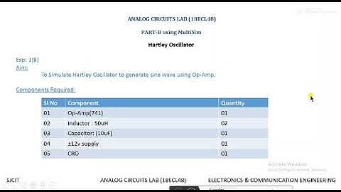 Hartley Oscillator Simulation Experiment Using MultiSim
