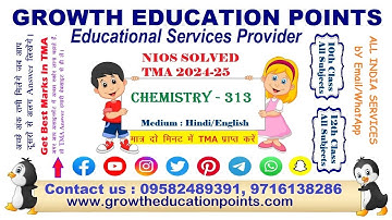 Nios Chemistry 313 Assignment 2024-25 Solved | Nios Solved Assignment TMA 2025 pdf