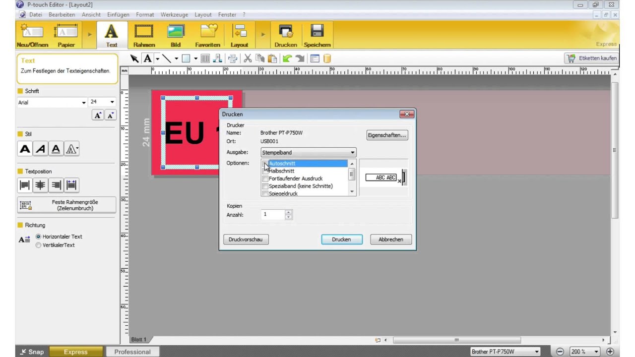 Etiketten Mit Der Halbschnittfunktion Drucken Youtube