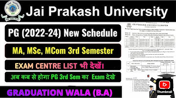 M.A/M.Sc/M.Com 3RD SEMESTER SESSION 2022-24 NEW EXAMINATION PROGRAMME RELEASED BY JP UNIVERSITY. #pg