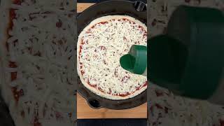 Homemade pepperoni pizza made in a cast-iron skillet 🍕#homemade #pizza #recipe