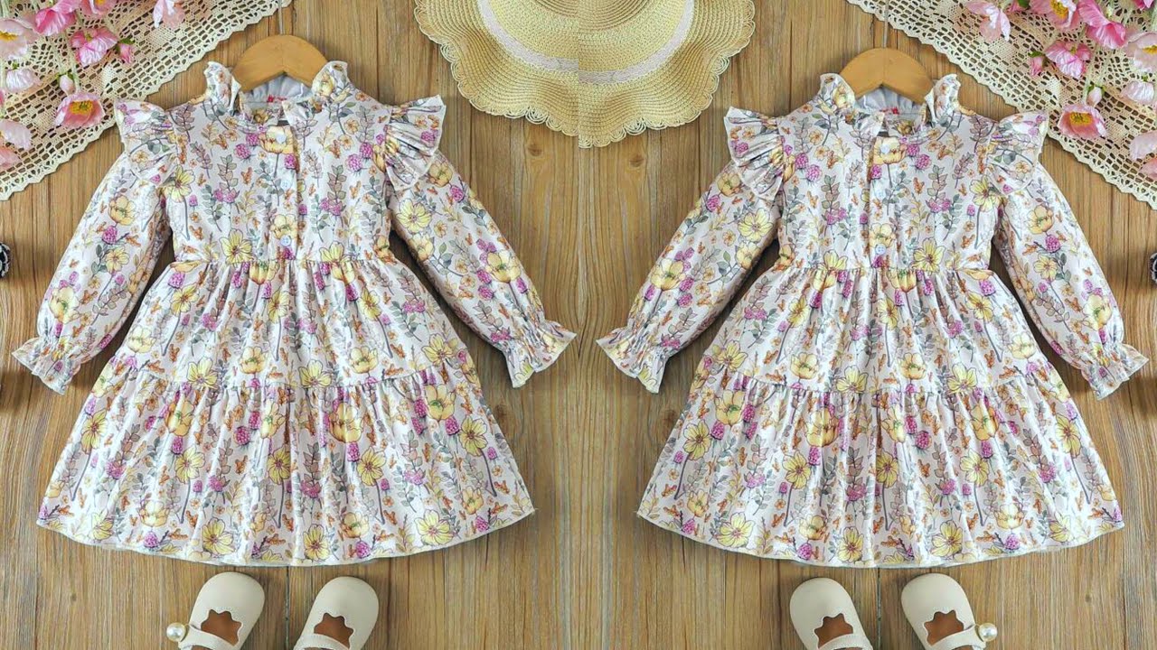 Baby Frock Cutting and Stitching | Full Sleeve Ruffled Winter Baby Frock Cutting and Stitching