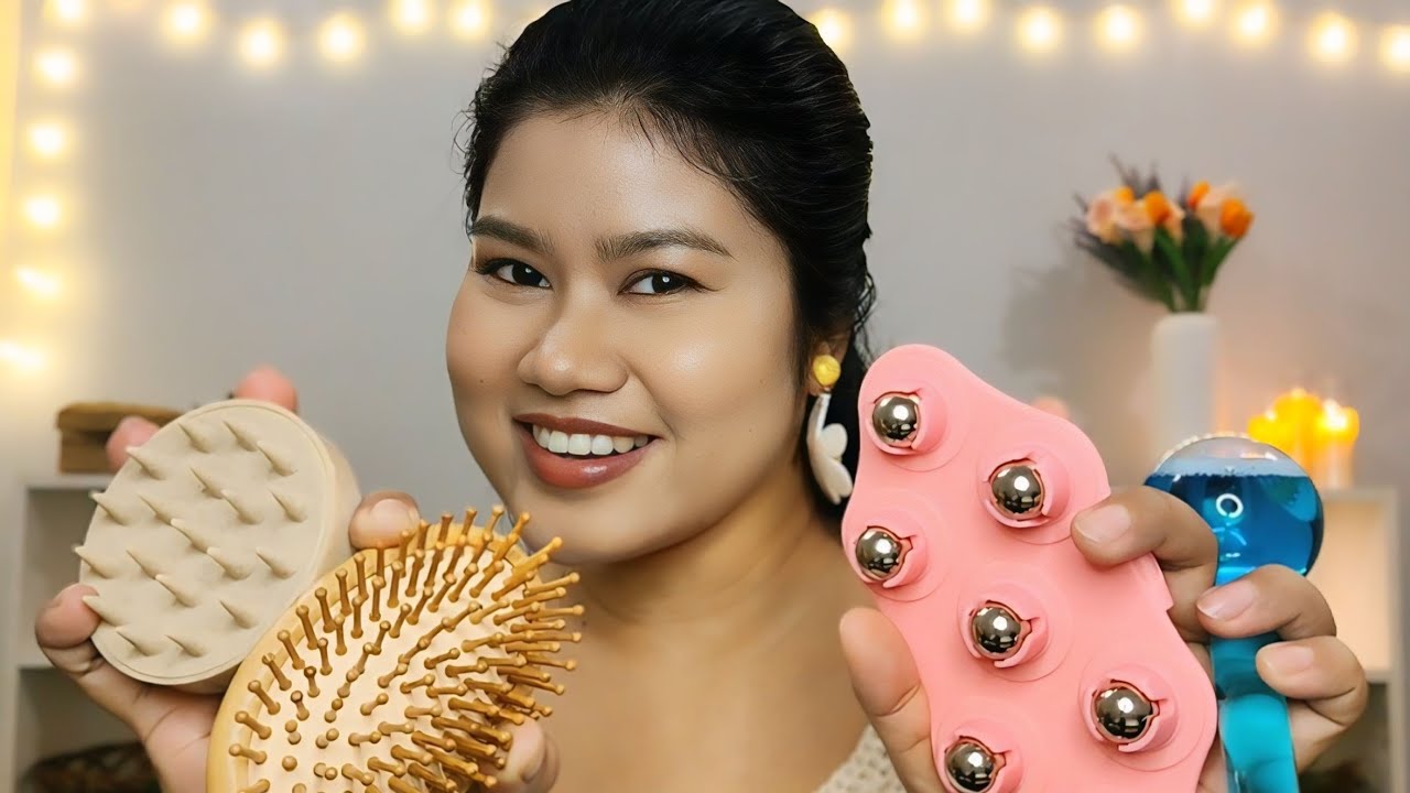 ASMR Head To Shoulder Massage💆 (Layered Sounds, Scalp Massage, Face Massage, Hair Brushing, Tapping)