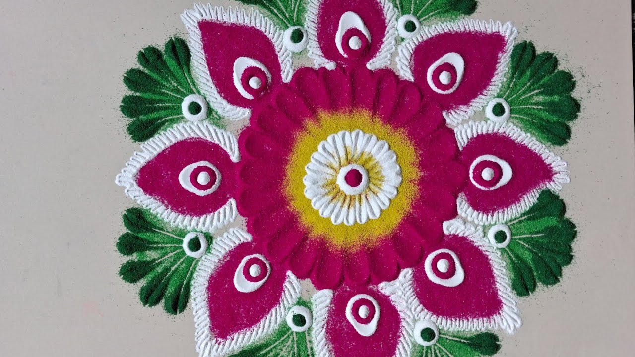 Beautiful Floral Rangoli Design 🌸 | Step by Step Colorful Rangoli for Festivals | 