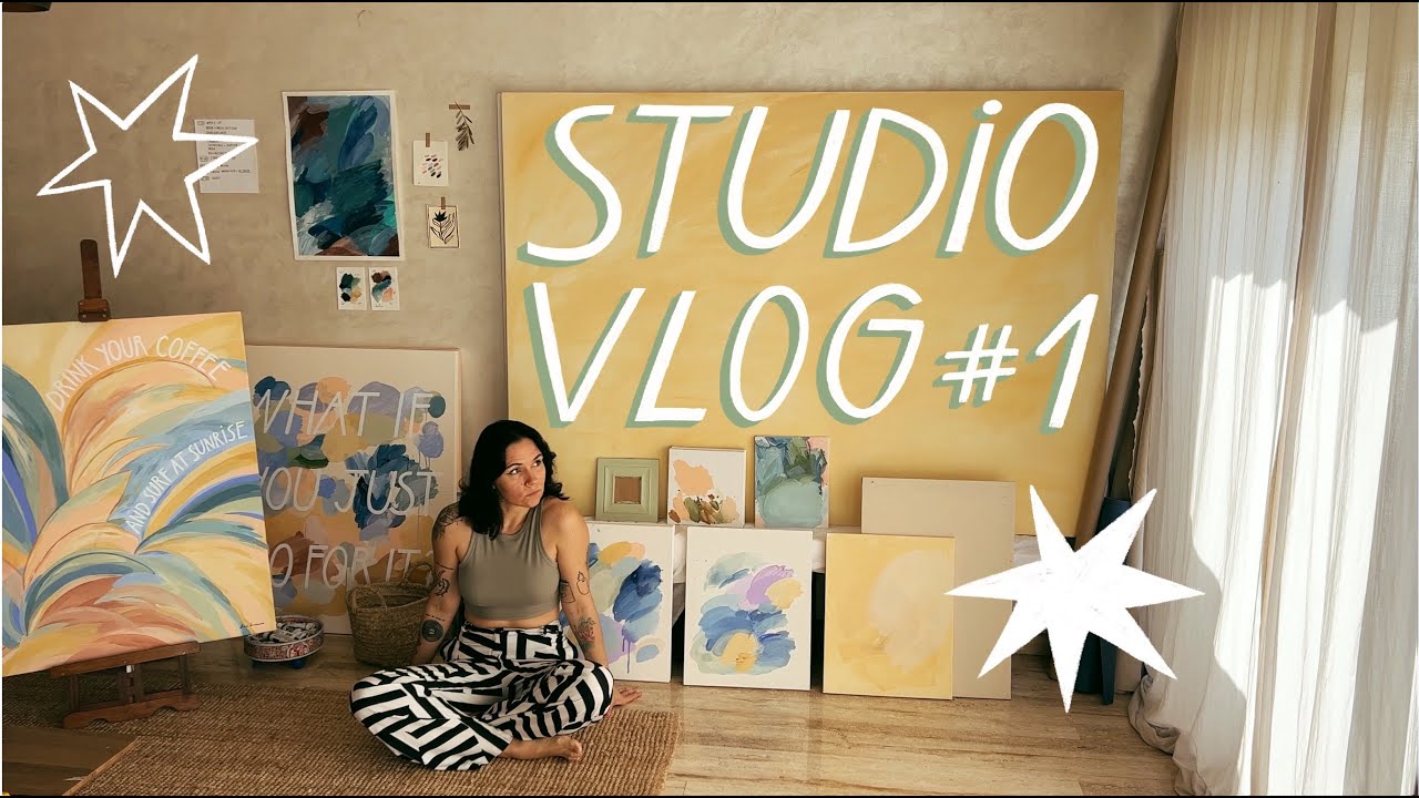 STUDIO VLOG 01 painting flowers abstract art self-portrait - YouTube