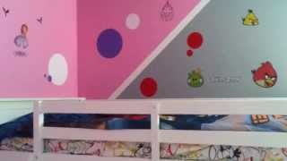How to decorate a boy and girl shared bedroom Angry Birds & Sofia the first kids bed room cute ideas