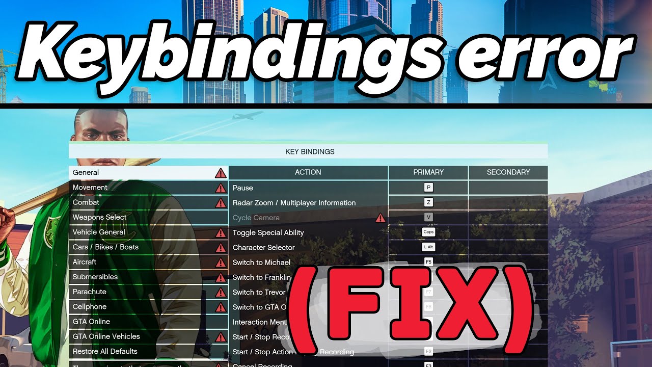 gta v key bindings conflict fix