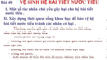 Sinh 8.  BÀI 40.  VỆ SINH HỆ BÀI TIẾT NƯỚC TIỂU