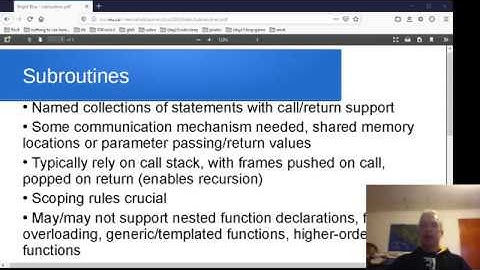 Subroutine handling in programming languages