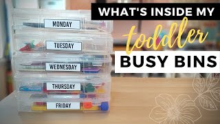 WHAT'S INSIDE MY TODDLER BUSY BINS - Look inside the bins that keep my toddler busy as I homeschool