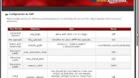 Software / Servicios ver configuración PHP en el Cpanel