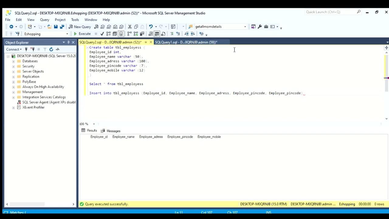 How to create table in SQL server in hindi sqlqueries sql sqlserver