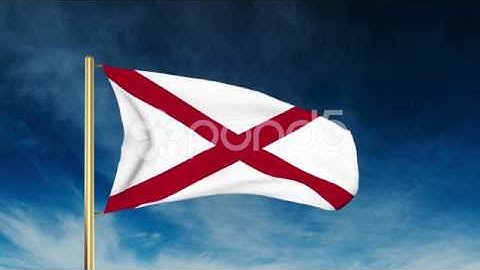 Alabama Flag Slider Style. Waving In The Win With Cloud Background Animation