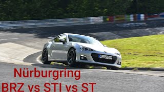 Nürburgring Full - Subaru BRZ vs STI vs Focus ST