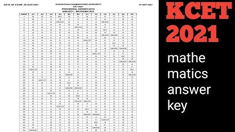 |KCET 2021 MATHEMATICS OFFCIAL ANSWER KEY|students solution