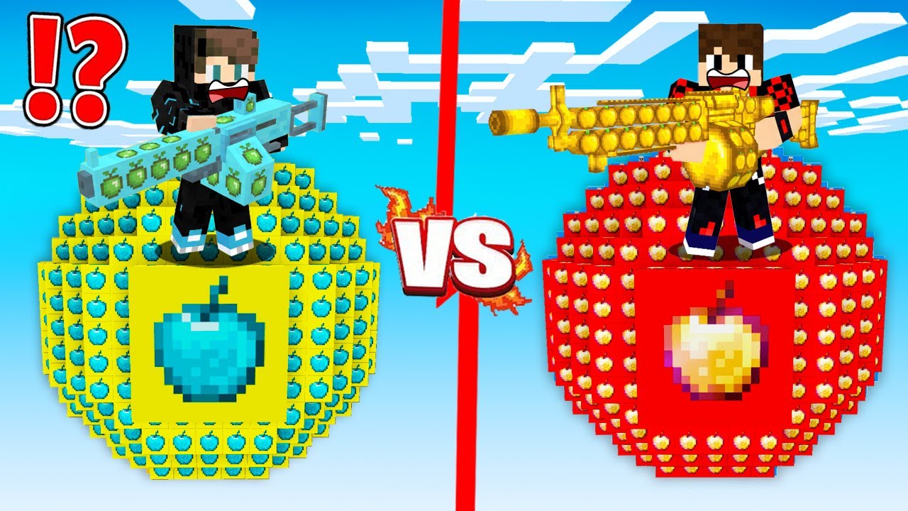 ماين كرافت : حـرب كواكب الحظ ولكن كوكب تفاحة الدايموند ضد كوكب تفاحة الذهب !!؟ 🔥😱