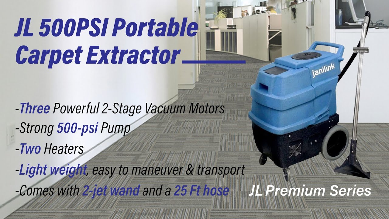 JL Premium / Heated 500 PSI Portable Carpet Extractor w/ Hose & Wand