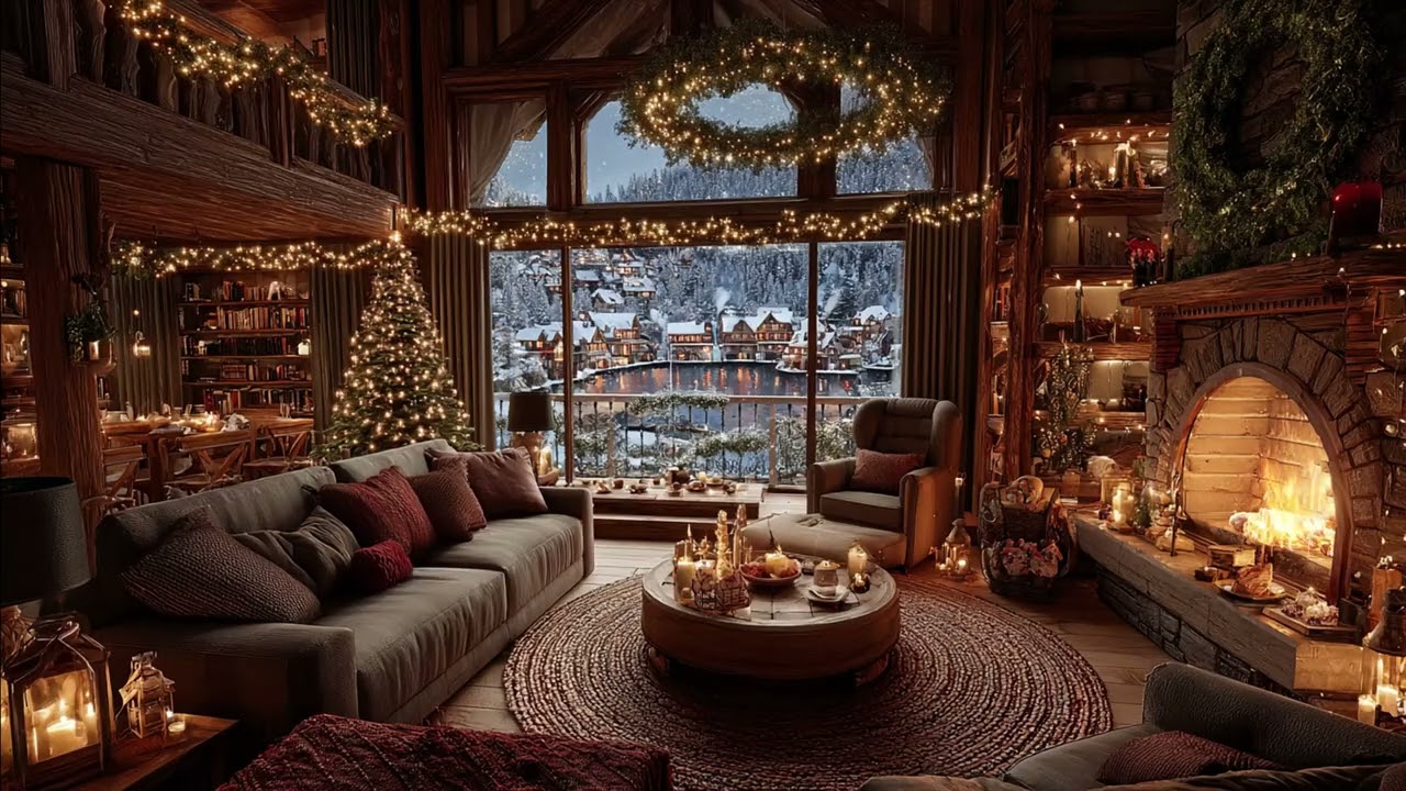 Winter Calm Cabin 🌨️ Gentle Piano Music & Fireplace Sounds for Peaceful Evenings