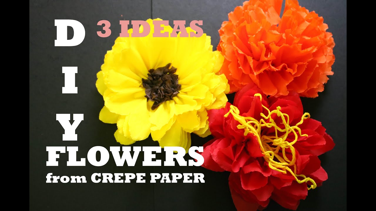 HOW TO MAKE FLOWERS FROM CREPE PAPER? 3 IDEAS I AN EASY TUTORIAL 