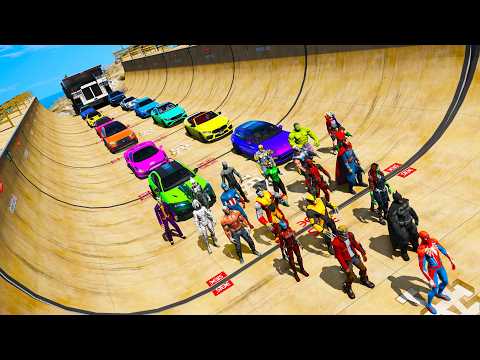 Homem Aranha e Amigos Corrida de Triplo Rampa Carros, Caminhões Legais! Сhallenge Spiderman 2