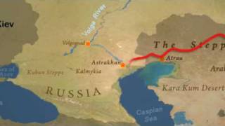 ROUTE MAP OF TIM'S JOURNEY BY HORSE FROM MONGOLIA TO HUNGARY