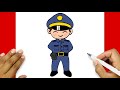 How To Draw A Police Man Police Drawing Easy How To Draw Policeman رسم شرطي 