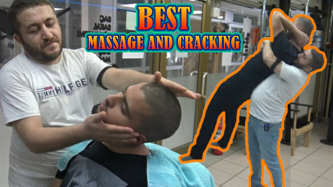 ASMR BARBER & NECK - BACK CRACK & EAR BURN & foot,back,ear,neck,face,head,ax,roller,hammer massage
