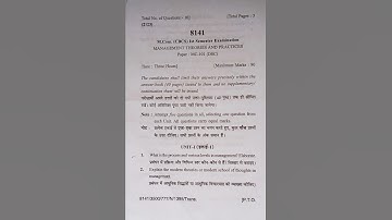 M.Com. (CBCS) Ist Semester Examination MANAGEMENT THEORIES AND PRACTICES Paper: MC-101 (DSC) 2024