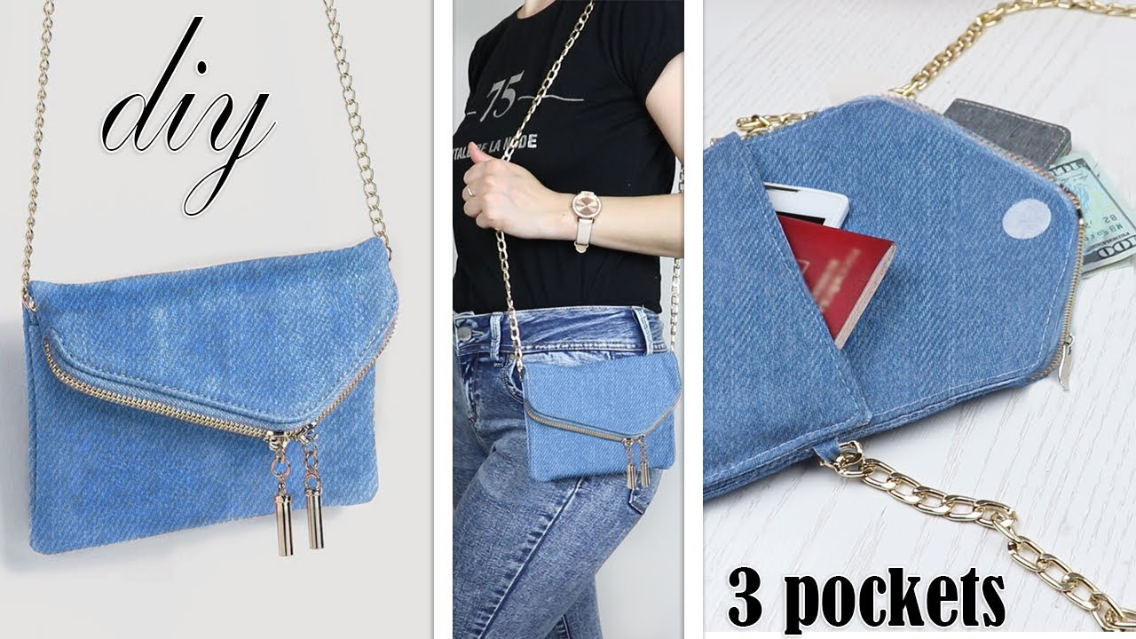 TRENDY DIY JEANS PURSE ~ CrossBody Summer Mini Zipper Bag ~ Three ...