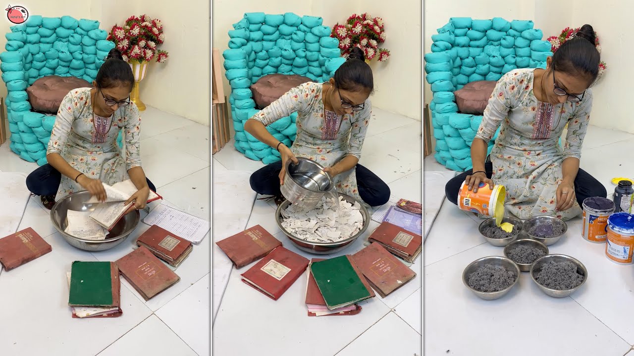 textured painting with paper pulp 