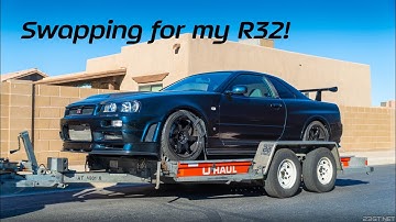 My R34 Skyline GT-R on a U-Haul trailer | Guide for loading low-clearance cars | 23GT