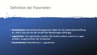Azubi-Tutorials Zur Prüfungsvorbereitung Für Industriekaufleute - Optimale Bestellmenge