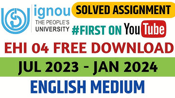 EHI 04 solved Assignment 2023-24| EHI 04 Ignou solved  Assignment 2023-24 FREE DOWNLOAD