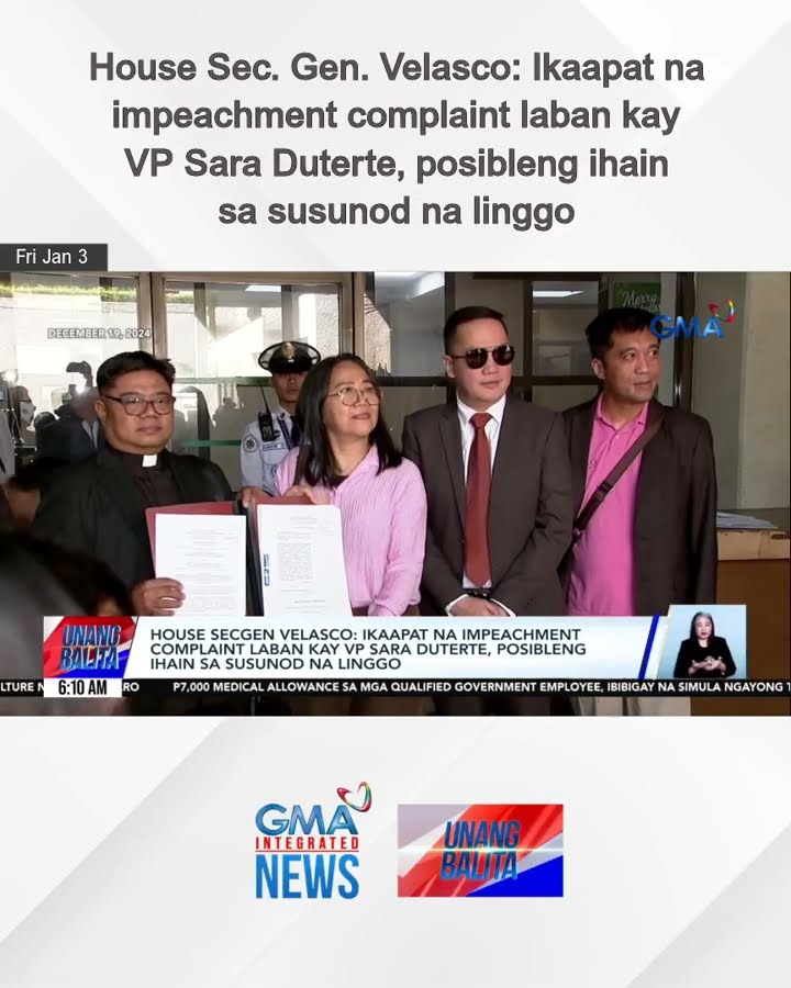House Sec. Gen. Velasco – Ikaapat na impeachment complaint laban kay VP Sara... | Unang Balita