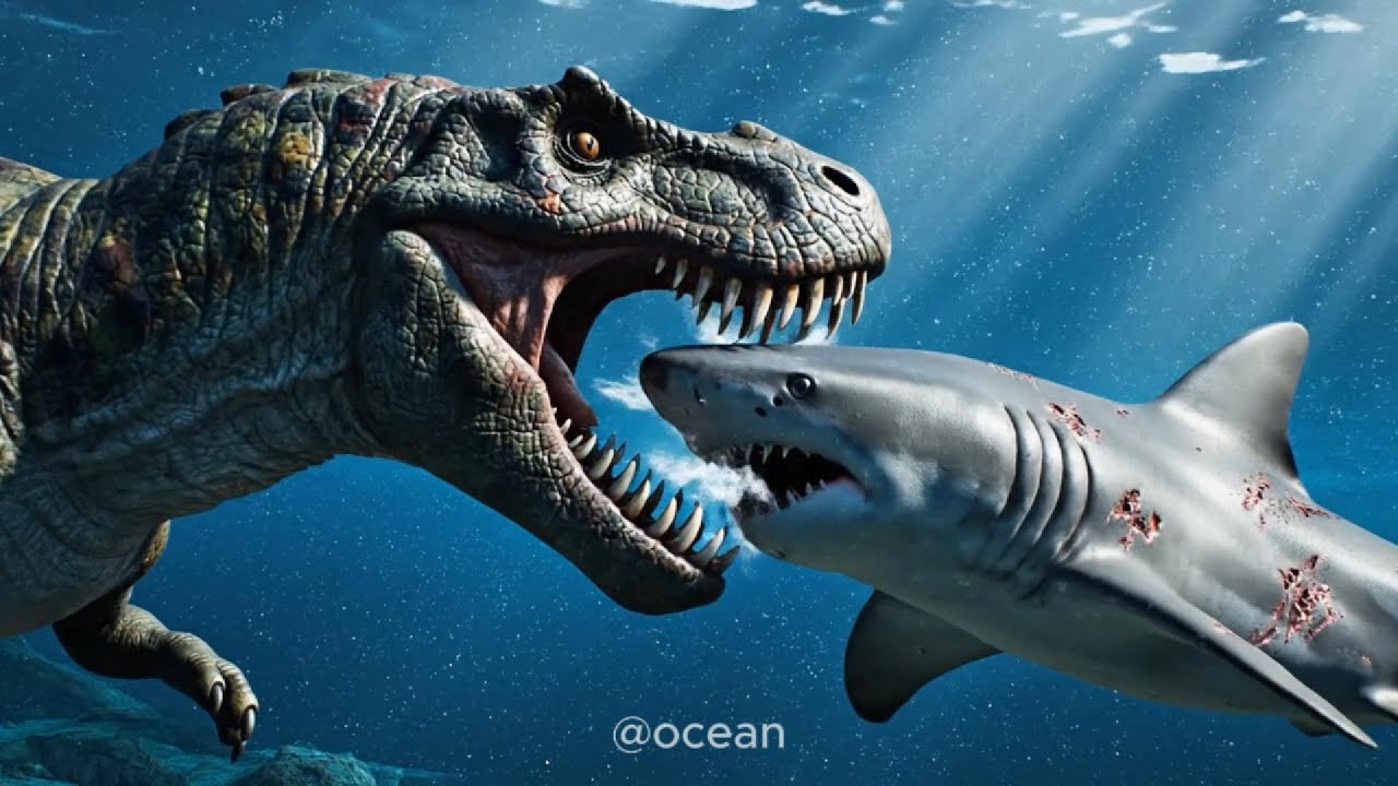 Ancient Mother Beneath Blue Depths and Silent Sharks