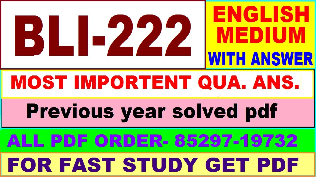 bli 222 important questions with ans / bli 222 previous year question paper / blis study material