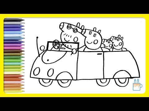 Desenhar E Colorir Peppa Pig, George Pig E Mommy Pig Na Chuva 🐷☔🌈 Desenhos  Para Crianças 